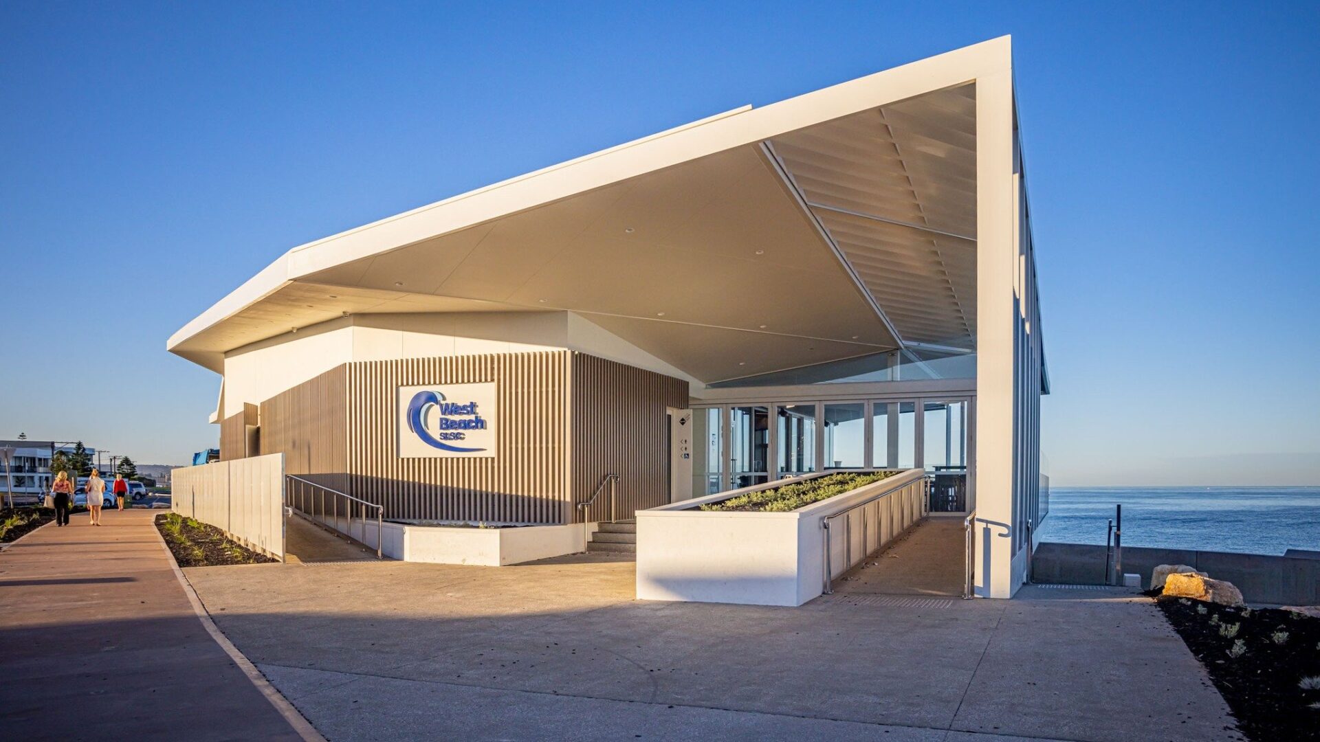 Outside photo of the bar and bistro at West Beach Surf Life Saving Club